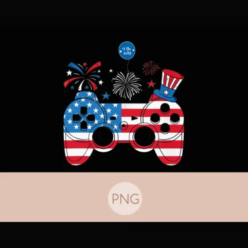 American Flag Video Game Controller Digital File - Video Game 4th Of July