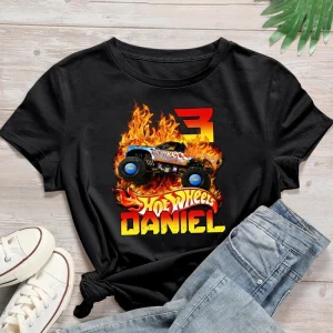 Personalized Racing Cars Birthday Shirt Family Matching Hot Wheel