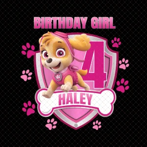 Paw Patrol Congratulations Haley 4th Birthday Girl Digital File