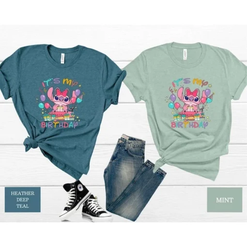Personalized Stitch and Angel Birthday Shirt