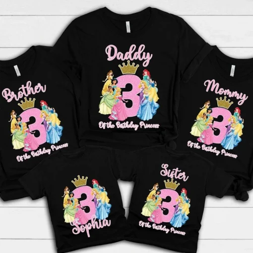 Personalized Disney Princess Birthday Shirt For 3rd Birthday Party