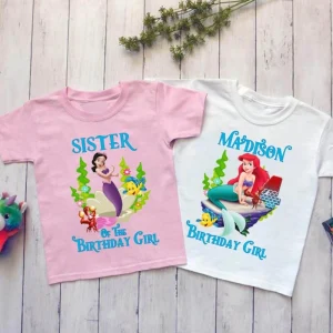 Little Mermaid Princess Ariel Birthday Shirt Custom Mame And Age