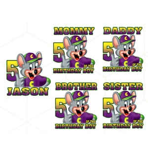 Chuck E Cheese's 5th Birthday Boy Jason Party Invitations Digital File