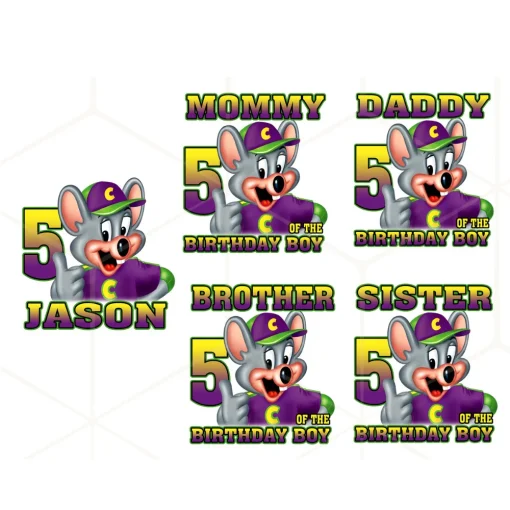 Chuck E Cheese's 5th Birthday Boy Jason Party Invitations Digital File