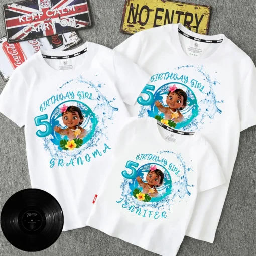 Personalized Moana Birthday Shirt Family Matching For 5th Birthday Children