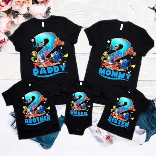 Personalized Finding Nemo Dory Theme Party and Matching Birthday Shirt
