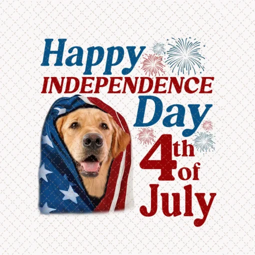 4th of July Canine Patriotism: American Golden Retriever Dog Flag PNG