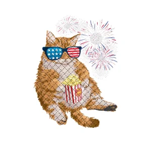 Funny Patriotic Cat 4th of July USA American Flag Firework Png Digital Download File Print