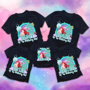 Personalized Black Mermaid Birthday Girl Shirt Birthday Squad Edition for the Whole Family