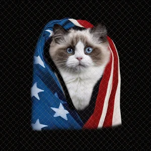 Feline Patriotic Pride: 4th of July Cat American Flag PNG