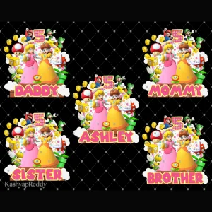 Super Mario's Family Congratulations: Ashley's 5th Birthday Girl Digital File Collection