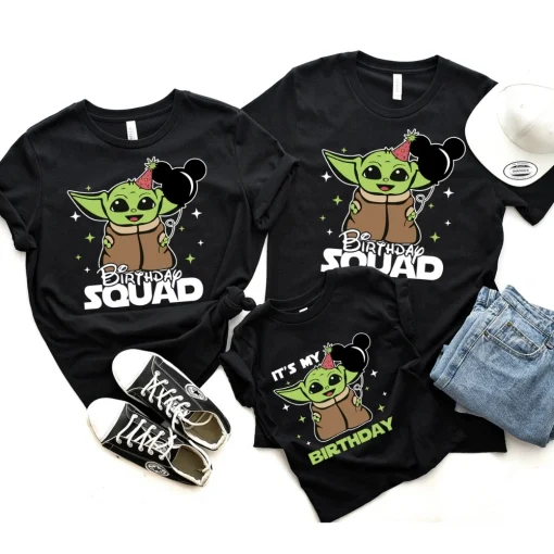 Personalized Baby Yoda Birthday Shirt Squad Gift