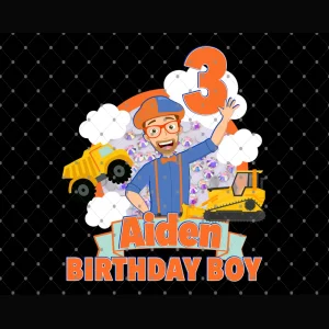 Blippi's Happy Birthday Aiden 3rd Birthday Digital Files