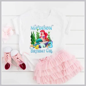 Personalized Princess Little Mermaid 3rd Girls Birthday Shirt