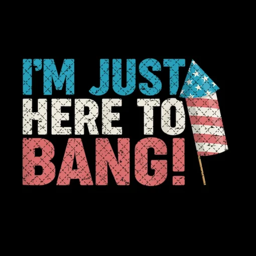 Just Here To Bang 4th of July Firework Patriotic Funny Png FIle Download