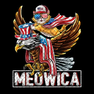 Meowica Merica Cat Riding Bald Eagle Mullet Funny Flag Patriotic 4th of July Png