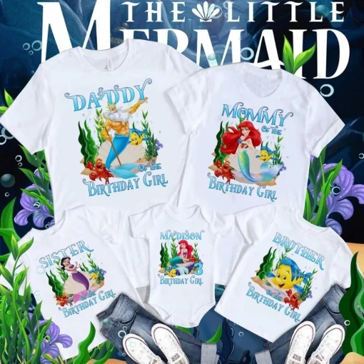 Personalized Princess Little Mermaid 3rd Girls Birthday Shirt