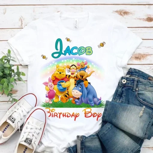 Personalized Winnie the Pooh Boy Birthday Shirt Pooh Bear Edition for Kids