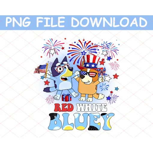 Red, White, and Bluey: Independence Day PNGs