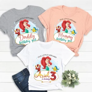 Little Mermaid Princess Ariel Birthday Shirt For Preschool Girl