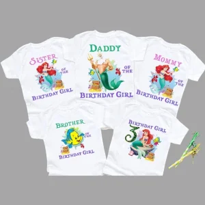 Little Mermaid Princess Ariel Birthday Shirt Disney Matching Family Birthday