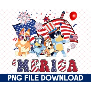 Red, White, and Bluey Patriotic PNG Digital File