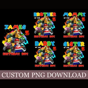 Super Mario's Family Celebration: James 5th Birthday Boy Digital File Extravaganza