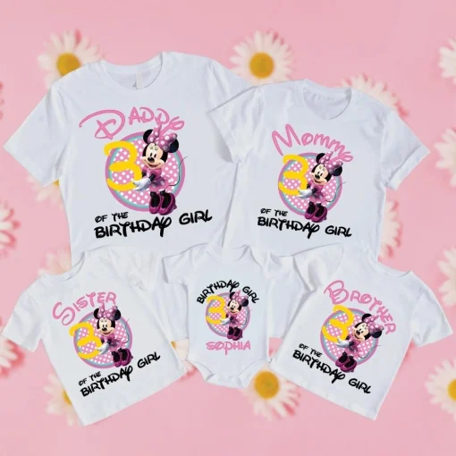 Personalized Minnie Mouse Birthday Girls Shirt Custom Text Design