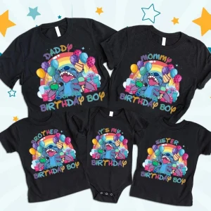 Personalized Stitch Birthday Shirt Custom Family Edition for the Birthday Squad
