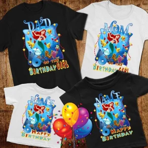 Customized Birthday Princess Ariel Theme Party 6th Birthday Shirt