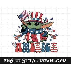 Baby Yoda 4th of July PNG