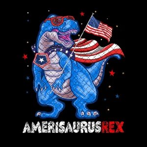 Dinosaur 4Th Of July T Rex Amerisaurus American Flag Png