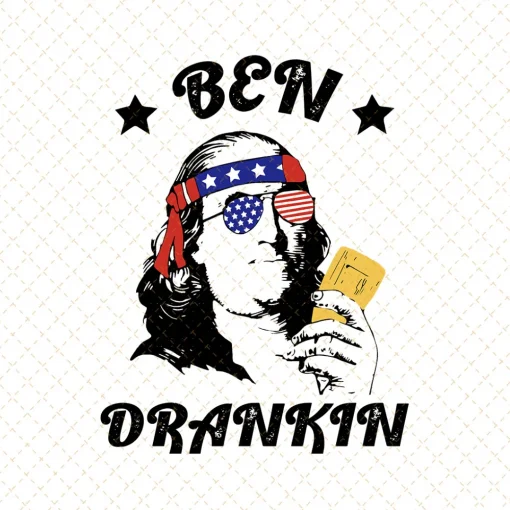 Ben Drinkin' 4th of July Extravaganza: Vintage Shirt, Merica Flag PNG, and Beer Delight