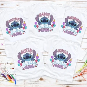 Personalized Stitch Birthday Girl Shirt Matching Family