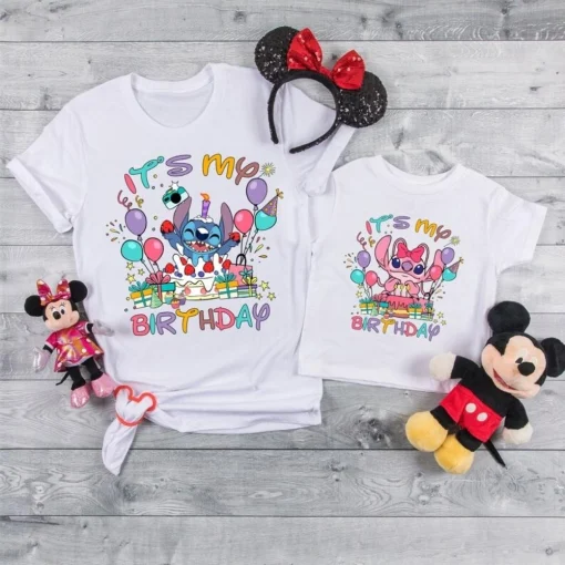 Stitch And Angel Personalized Disney Birthday Shirt