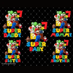 Super Mario's 7th Birthday Family Celebration Digital File Collection