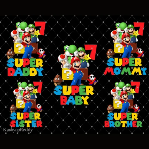 Super Mario's 7th Birthday Family Celebration Digital File Collection