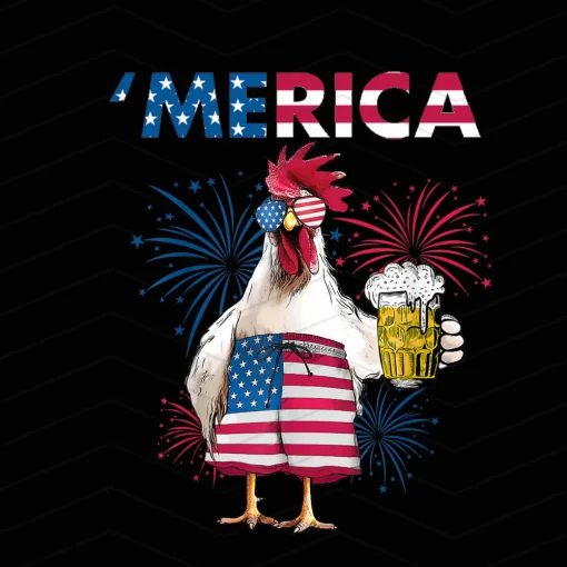 Cluckin' Independence Extravaganza: Funny Chicken 4th of July PNG