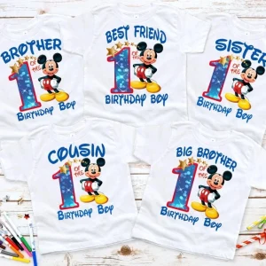 Personalized Mickey Mouse Family First Birthday Shirt Matching Birthday Edition
