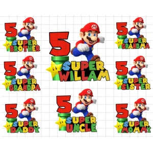 Super Mario's Family Celebration: William's 5th Birthday Boy Digital File Extravaganza
