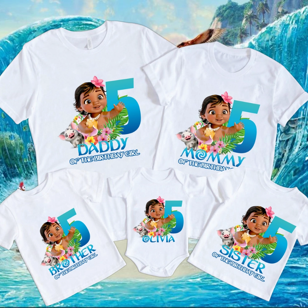 Personalized Baby Moana Birthday Shirt Family Matching For Baby Girls ...