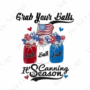 Grab Your Balls It’s Canning Season Png, 4th of July, American flag instant download