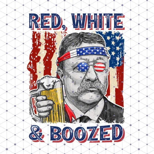 Presidential Cheers: Funny Roosevelt Drinking Beer on 4th of July - Instant Digital Download