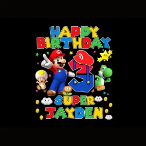 Super Mario's Celebration: Jayden's 3rd Birthday Boy Digital File Extravaganza