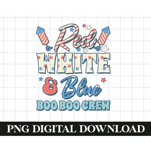 4th of July Party Boo Crew Sublimation Design