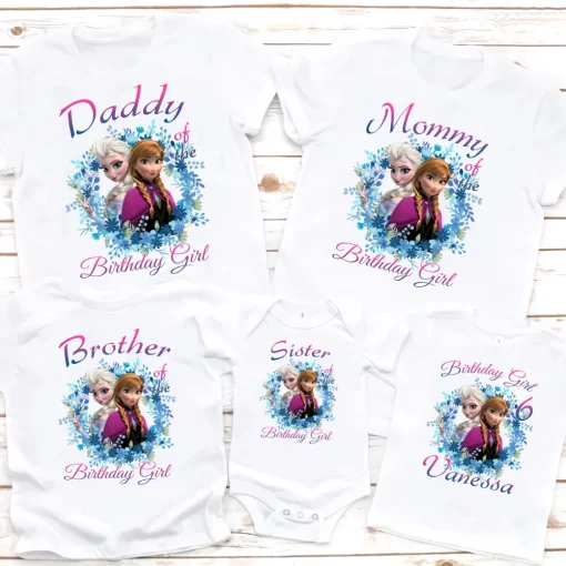 Personalized Frozen Birthday Shirt Disney Princess Edition for the Whole Family