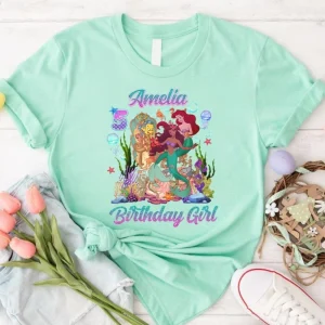 Personalized Black Little Mermaid Birthday Shirt Princess Ariel