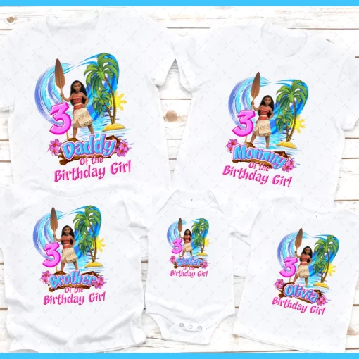 Baby Moana Family Birthday Shirt For Girls Love Moana Movie