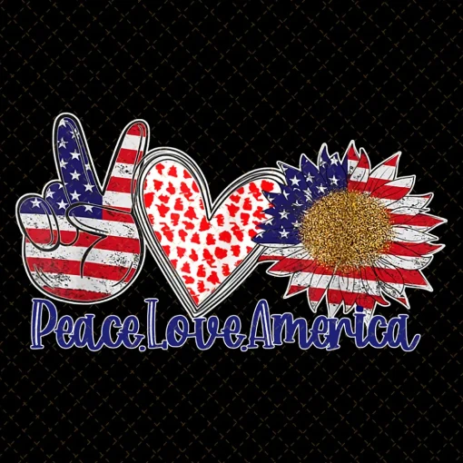 4th of July Spirit: Peace Love America Sublimation Designs PNG