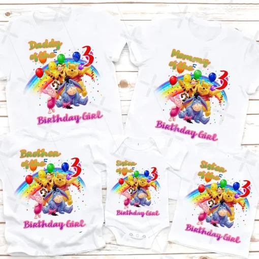 Personalized Winnie the Pooh 3rd Birthday Girls Shirt Matching Family